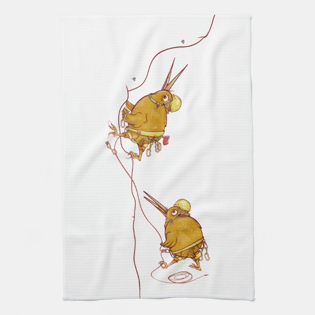 Kiwi NZ BIRDS ROCK CLIMBING Kitchen Towel (Vertical)