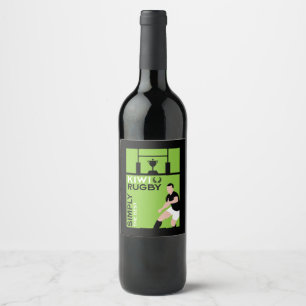 Kiwi NZ Rugby Players Art Wine Label