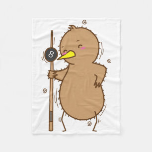 Kiwi Playing Billiards Bird And Fruit  Fleece Blanket