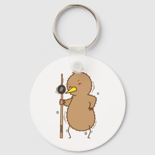 Kiwi Playing Billiards Bird And Fruit Keychain