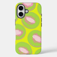 Kiwi Pop Art Fruit Pattern in Chartreuse and Pink