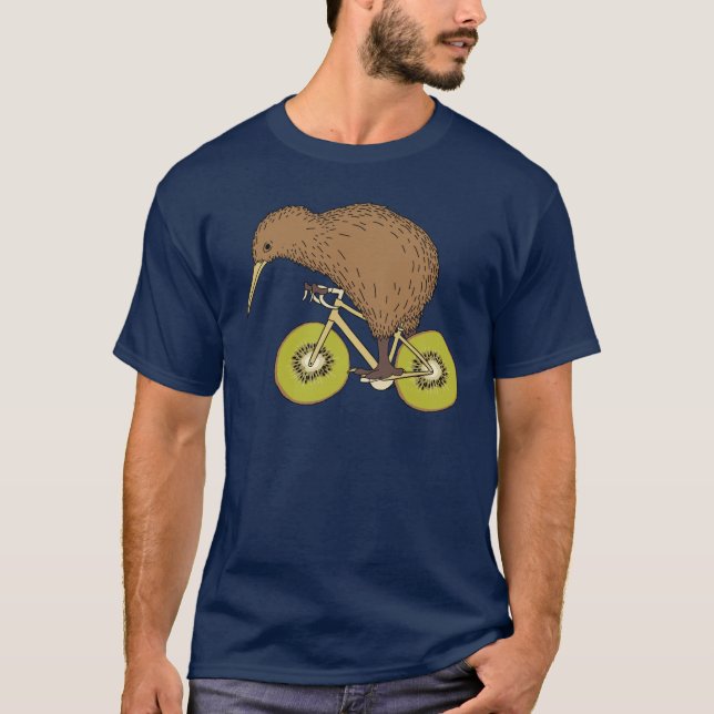 Kiwi Riding Bike With Kiwi Wheels T-Shirt (Front)