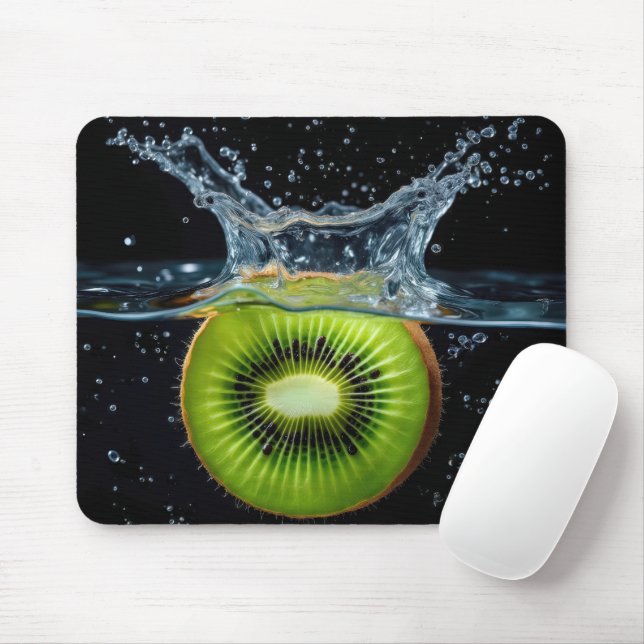 Kiwi Slice Splashing Into Water Mouse Pad (With Mouse)