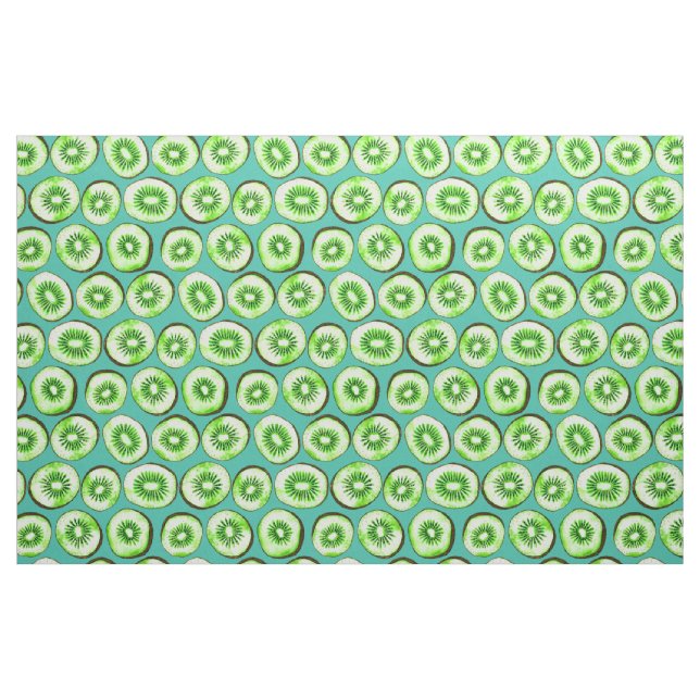 Kiwi slices on turquoise fabric (Fat Quarter)