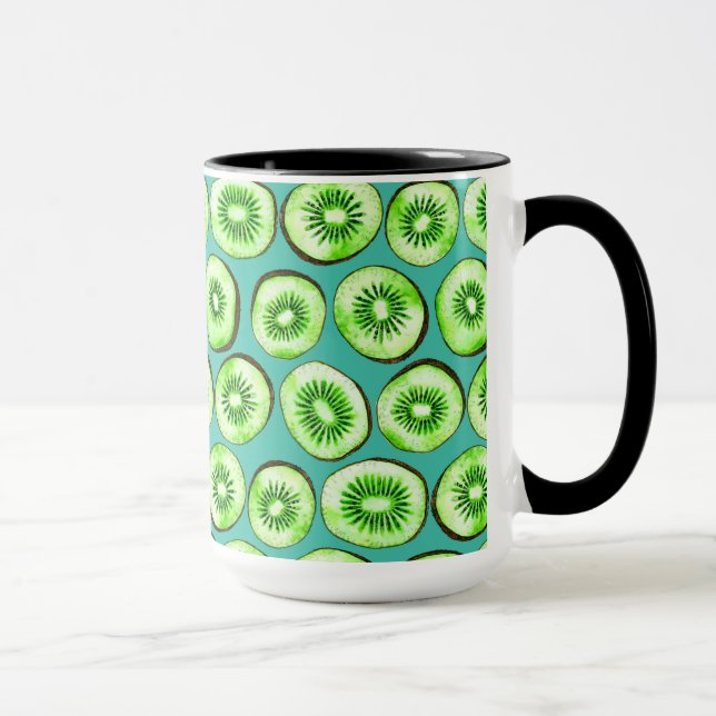 Kiwi slices on turquoise mug (Right)