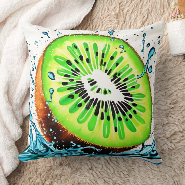 Kiwi Splash of Freshness Throw Pillow (Blanket)
