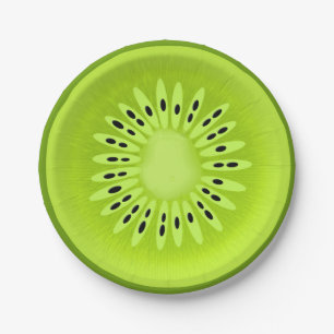 Kiwi Stylized Fruit Slice Paper Plate
