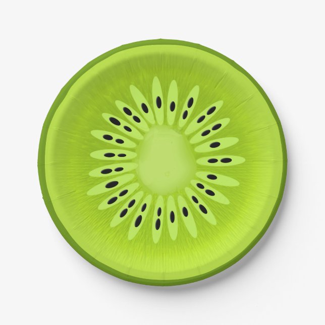 Kiwi Stylized Fruit Slice Paper Plate (Front)