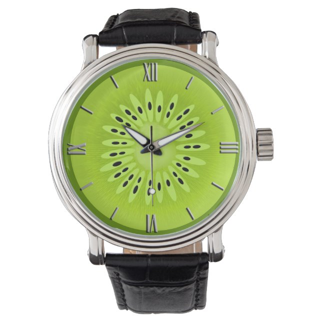Kiwi Stylized Fruit Slice Watch (Front)