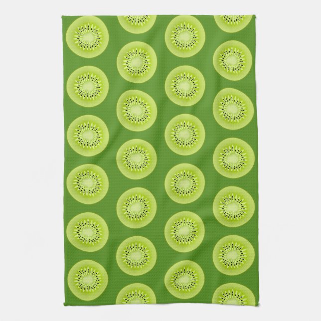 Kiwi Stylized Fruit Slices Kitchen Towel (Vertical)