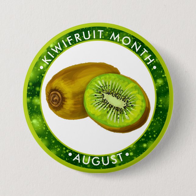 Kiwifruit Month, WATERCOLOR 3 Inch Round Button (Front)