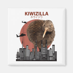 Kiwizilla Funny Kiwi _ New Zealand Bird Lovers Gif Magnet