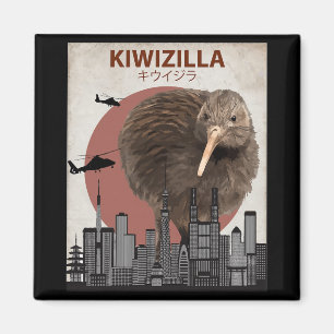 Kiwizilla Funny Kiwi New Zealand Bird Lovers Gift  Magnet