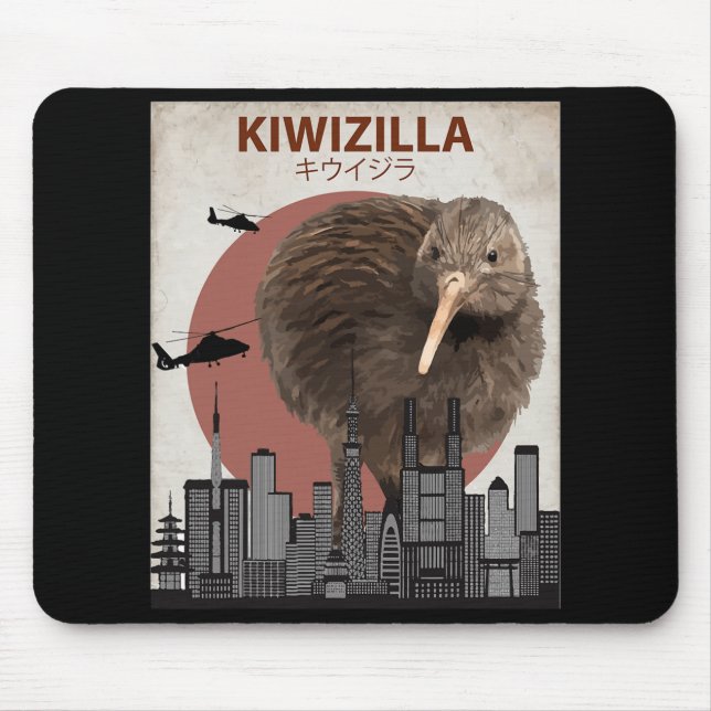 Kiwizilla Funny Kiwi New Zealand Bird Lovers Gift  Mouse Pad (Front)