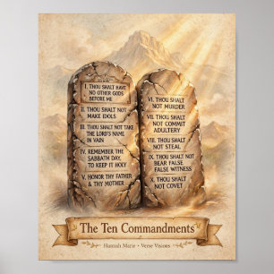 KJV Bible Ten Commandments Classic Stone Tablet Poster