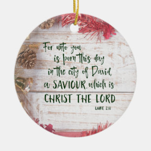 KJV Bible Verse Christmas Ceramic Ornament