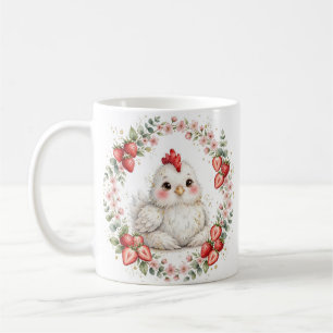 KJV Bible White Chicken Strawberry Floral Wreath Coffee Mug