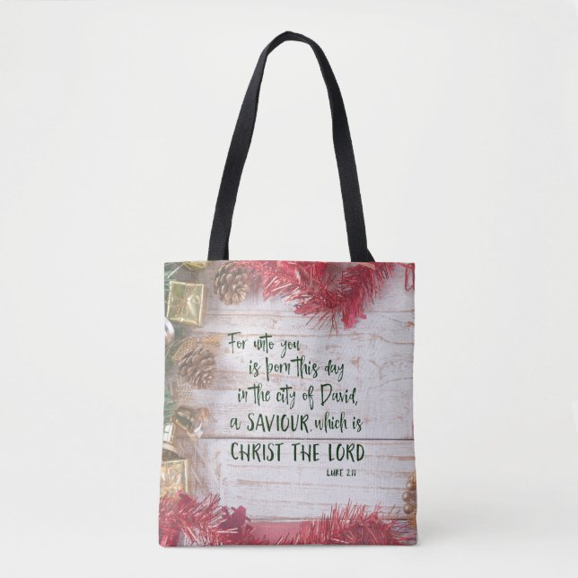 KJV Christmas Bible Verse Tote Bag (Front)