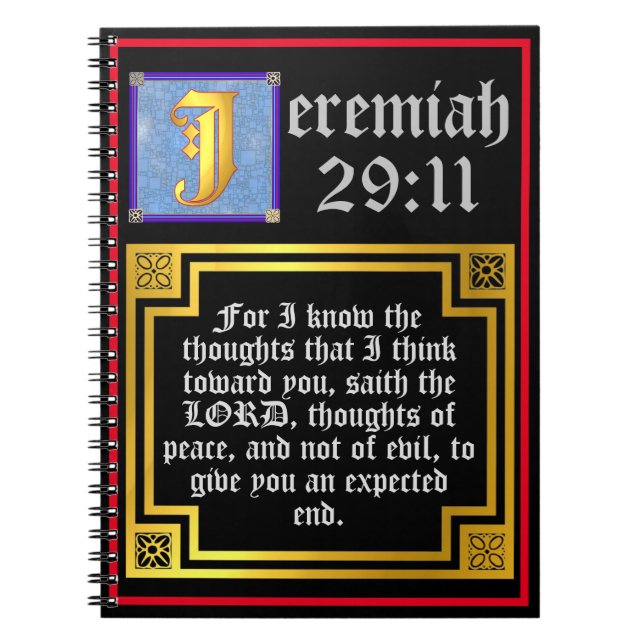KJV Old Testament Jeremiah 29:11 Biblical Quote Notebook (Front)