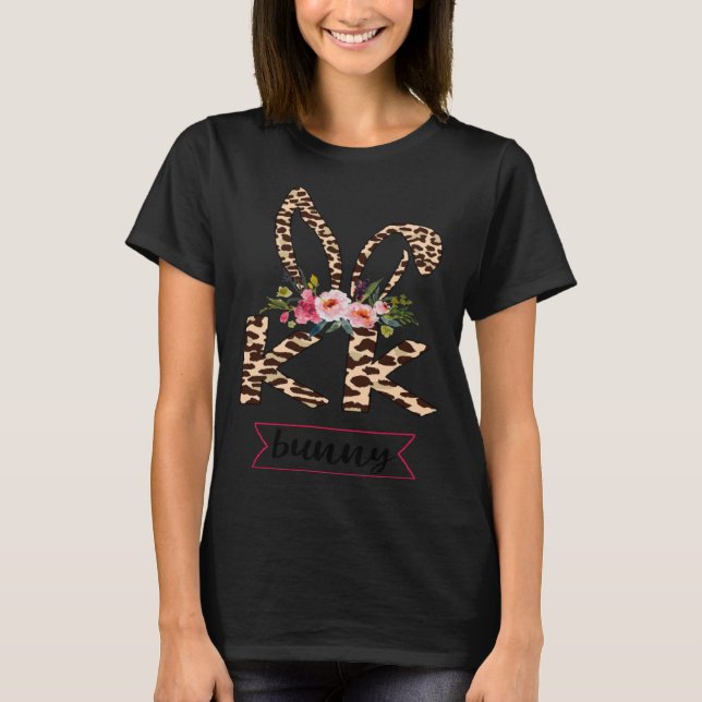Kk Bunny Leopard Flower Cute Easter T-Shirt (Front)