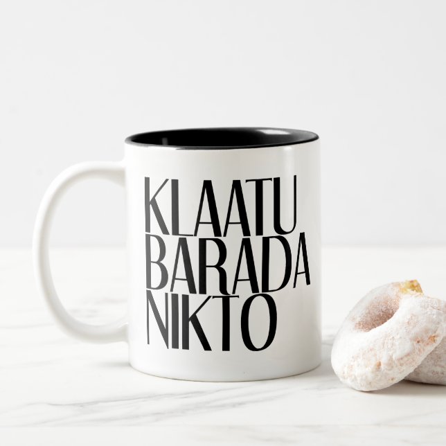 KLAATU BARADA NIKTO Two-Tone COFFEE MUG (With Donut)