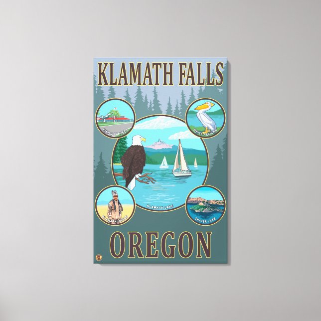 Klamath Falls, OregonScenic Travel Poster Canvas Print (Front)