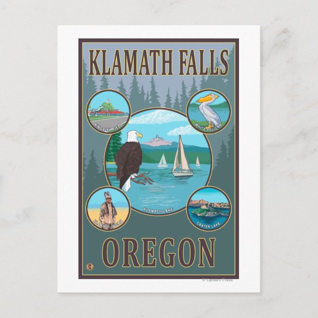 Klamath Falls, OregonScenic Travel Poster Postcard (Front)