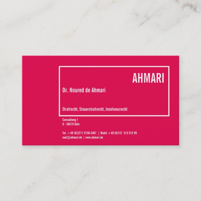 Klare Linie Visitenkarte Business Card (Front)