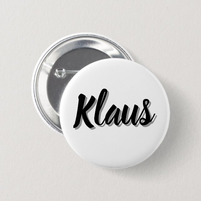 Klaus Mens Name, 2 Inch Round Button (Front & Back)