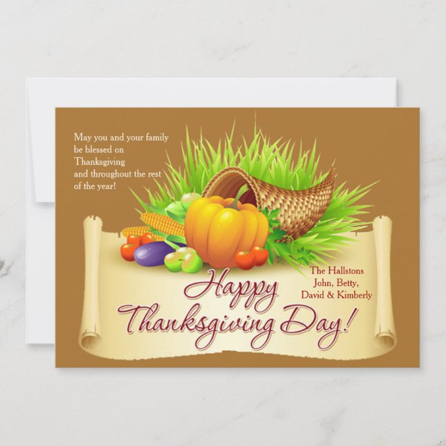 Klaxon de thanksgiving de carte d'abondance (Devant)