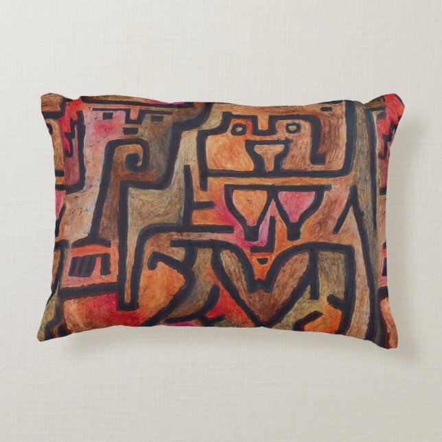 Klee Abstract Forest Expressionist Modern Art Decorative Pillow (Back)