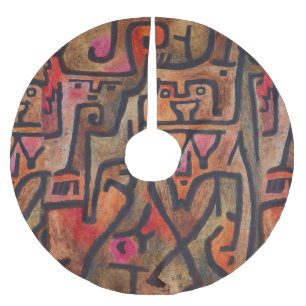 Klee Abstract Red Abstract Expressionist Nature Brushed Polyester Tree Skirt