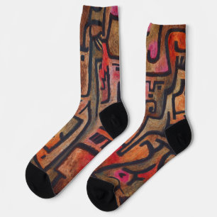 Klee Abstract Red Abstract Expressionist Nature Socks