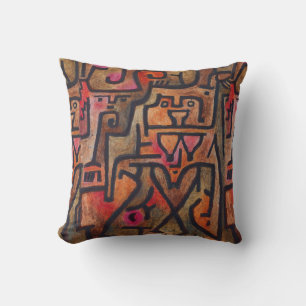 Klee Abstract Red Abstract Expressionist Nature Throw Pillow