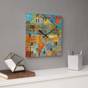 Klee - Ad Parnassus, Paul Klee artwork Square Wall Clock