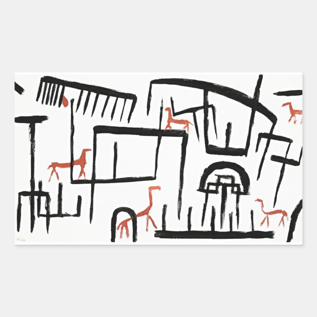 Klee - Animals in an Enclosure  Rectangular Sticke Sticker (Front)