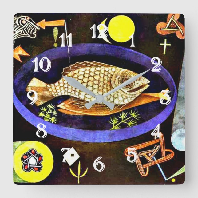 Klee -  Aroundfish Square Wall Clock (Front)