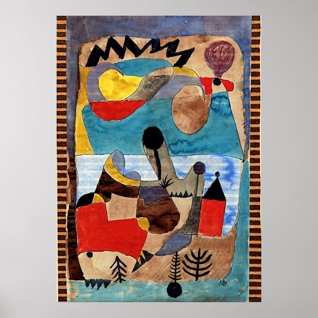 Klee - Castle landscape with black lightning Poster (Front)