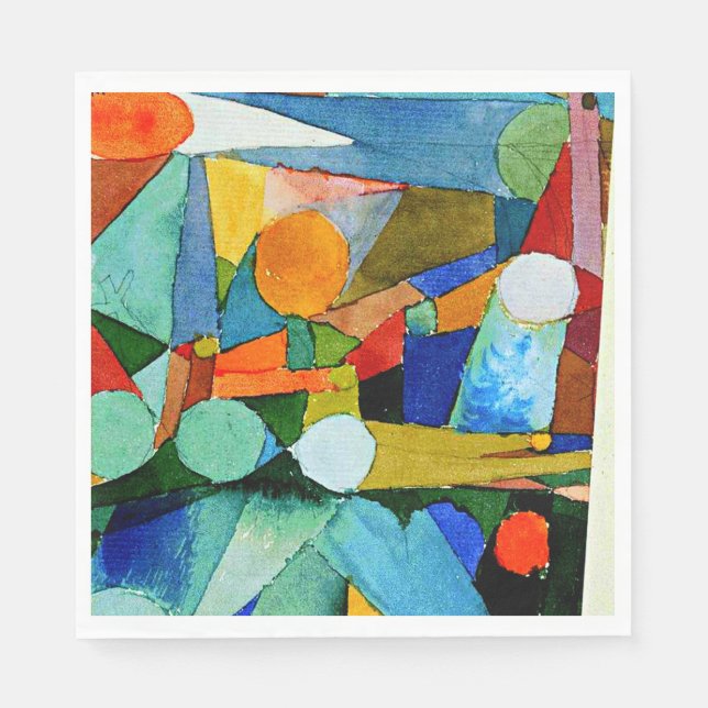 Klee - Colour-Shapes, famous painting, Napkin (Front)