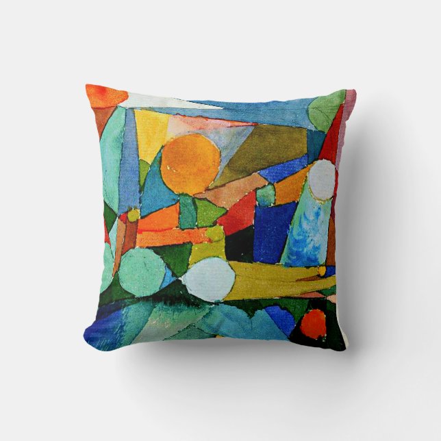Klee - Colour-Shapes, famous painting, Throw Pillow (Front)