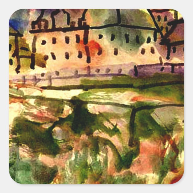 Klee - Houses Near the Gravel Pit Square Sticker (Front)