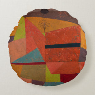 Klee - Joyful Mountain Landscape Round Pillow