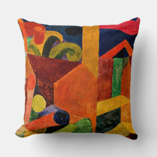 Klee - Landscape with Flags Throw Pillow