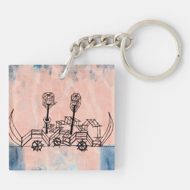 Klee - Old Steamboat, abstract art Keychain (Back)