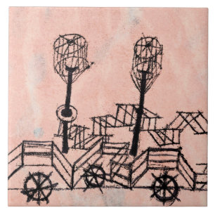 Klee - Old Steamboat, abstract art Tile