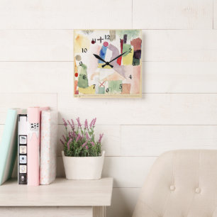 Klee - Pathetic Watercolor,  Square Wall Clock