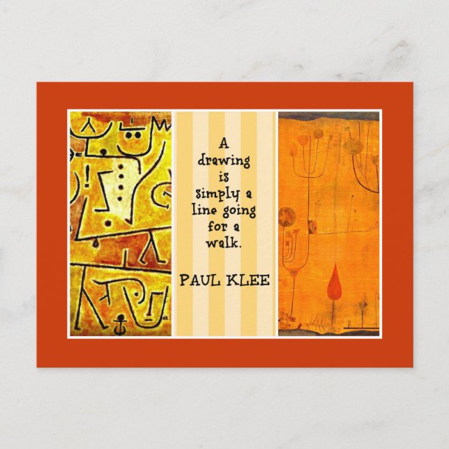 Klee - Quotation and Artwork Collage Postcard (Front)
