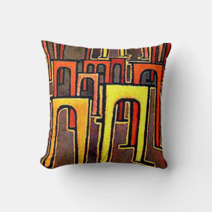 Klee - Revolution of the Viaduct-1937 Throw Pillow