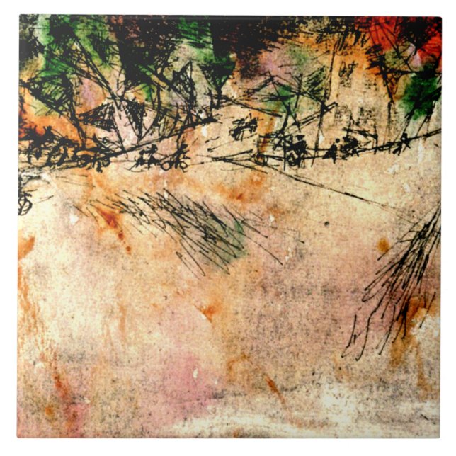 Klee - Road Junction (charcoal drawing) Tile (Front)