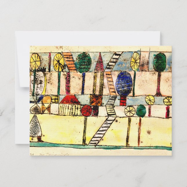 Klee - The Crazy Village, popular abstract artwork Card (Front)
